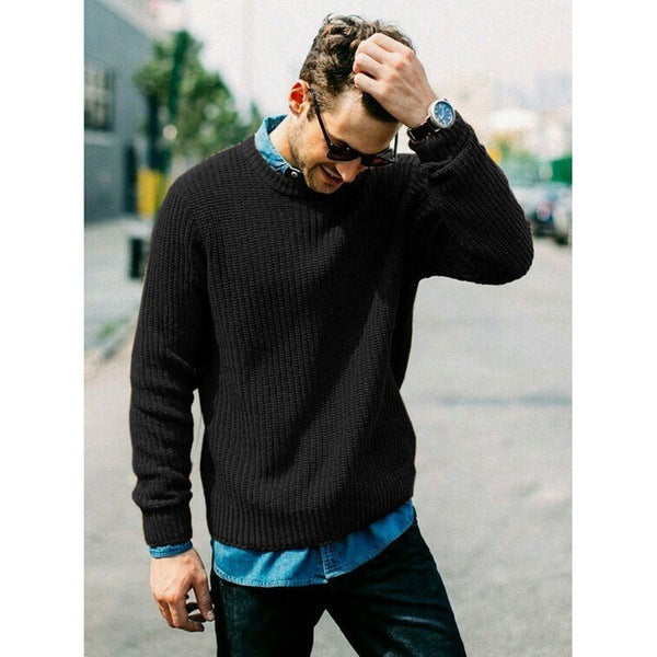 Men's Chunky Knit Crew Neck Sweater