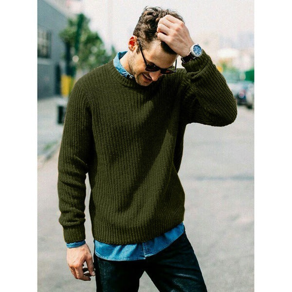 Men's Chunky Knit Crew Neck Sweater