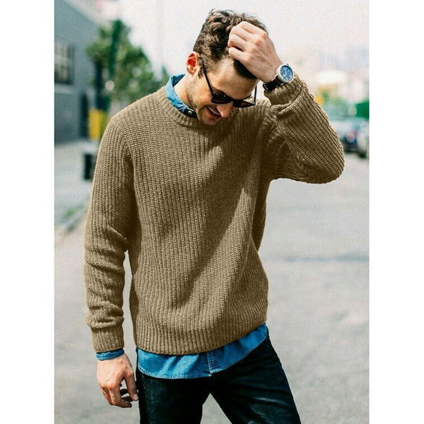 Men's Chunky Knit Crew Neck Sweater