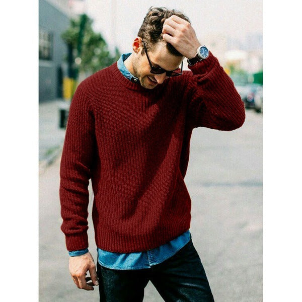Men's Chunky Knit Crew Neck Sweater