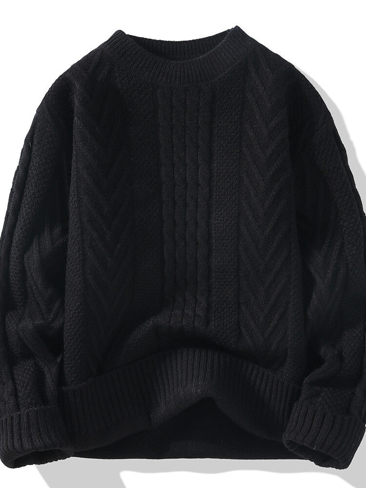 Men's Chunky Knit Sweater with Cable Pattern
