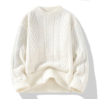 Men's Chunky Knit Sweater with Cable Pattern