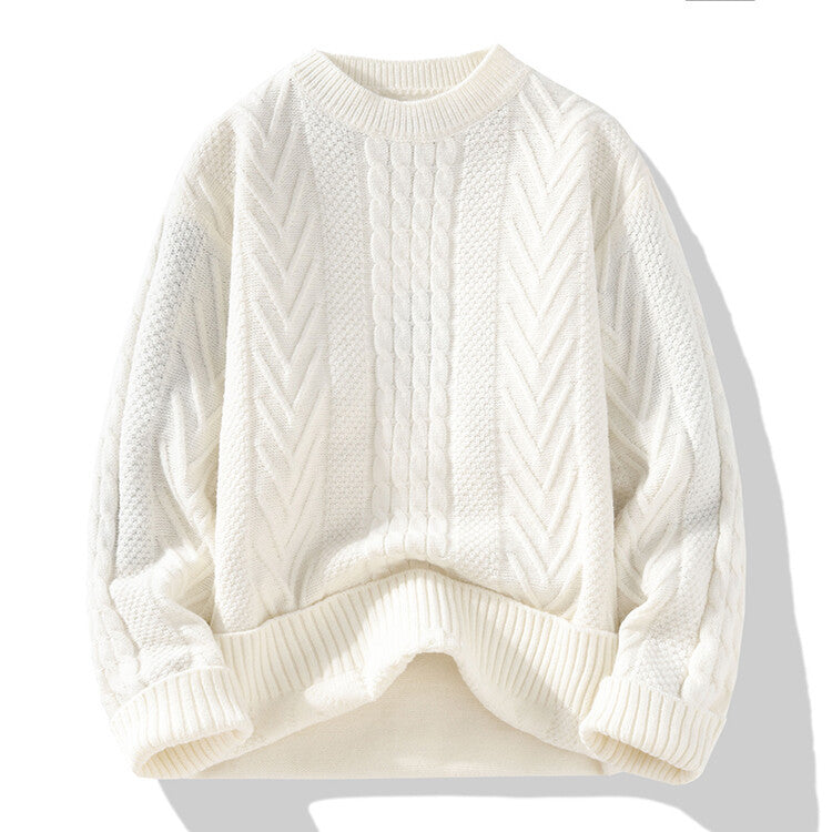 Men's Chunky Knit Sweater with Cable Pattern