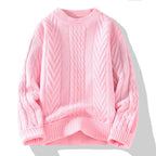 Men's Chunky Knit Sweater with Cable Pattern