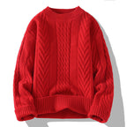 Men's Chunky Knit Sweater with Cable Pattern