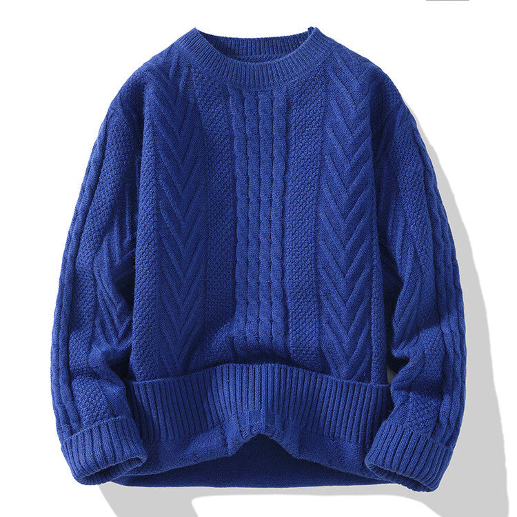 Men's Chunky Knit Sweater with Cable Pattern