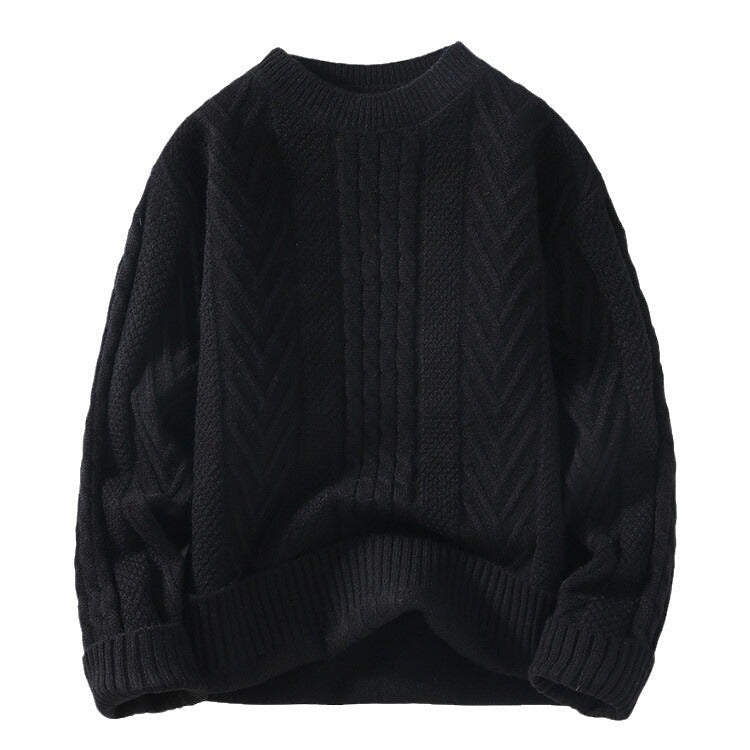 Men's Chunky Knit Sweater with Cable Pattern