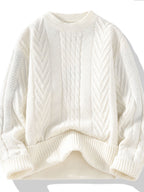 Men's Chunky Knit Sweater with Cable Pattern