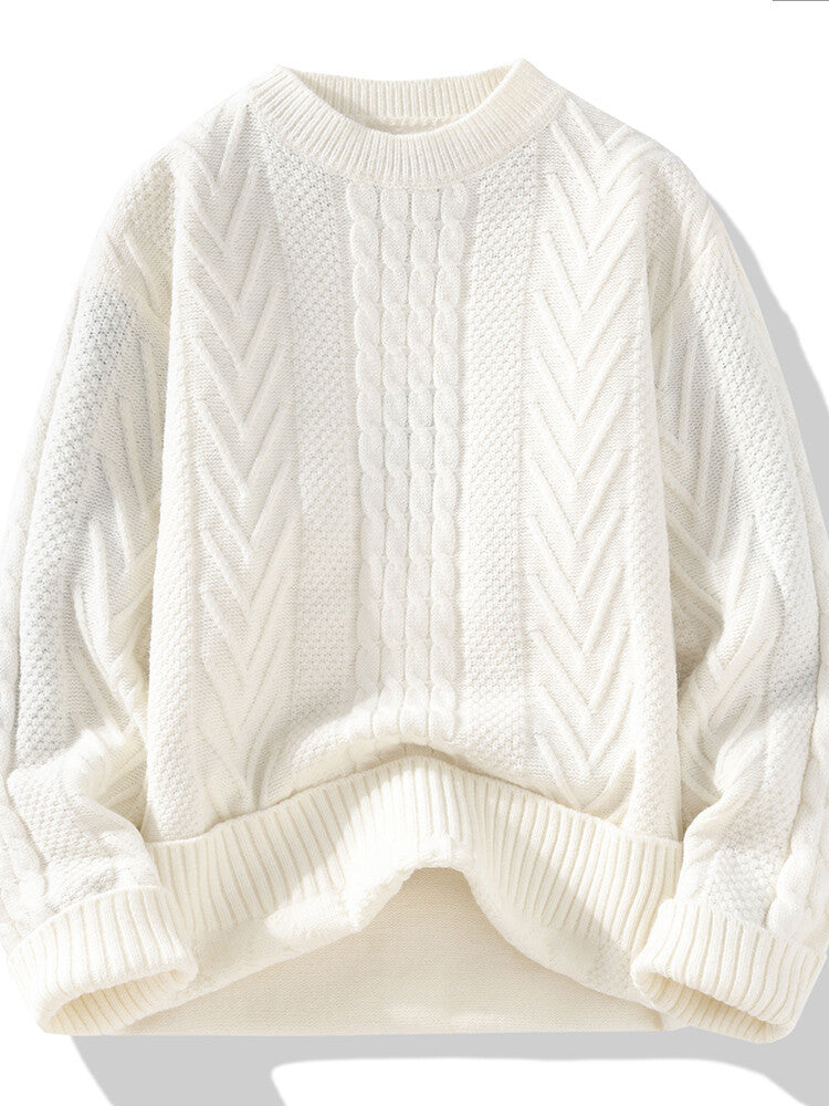 Men's Chunky Knit Sweater with Cable Pattern