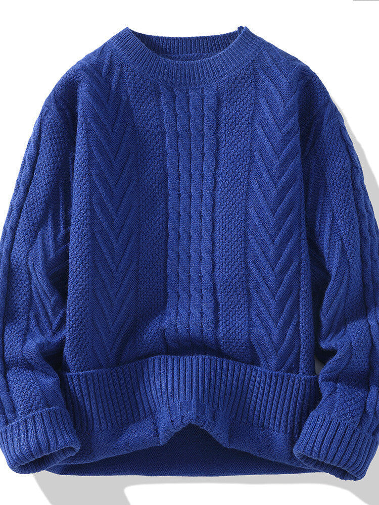 Men's Chunky Knit Sweater with Cable Pattern