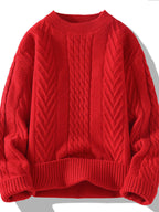 Men's Chunky Knit Sweater with Cable Pattern