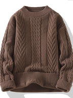 Men's Chunky Knit Sweater with Cable Pattern