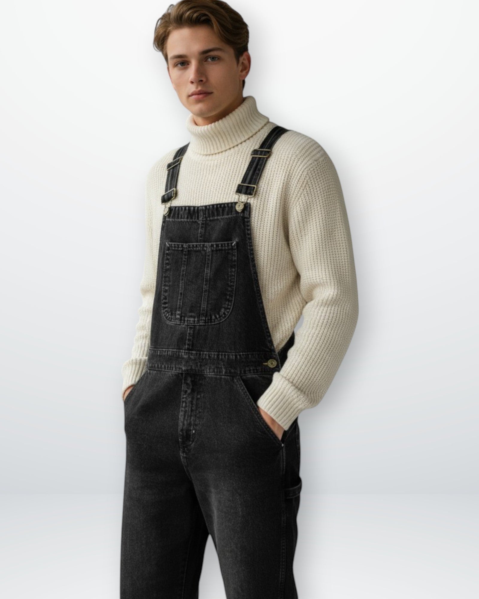Men's Classic Fit Denim Dungarees with Adjustable Straps