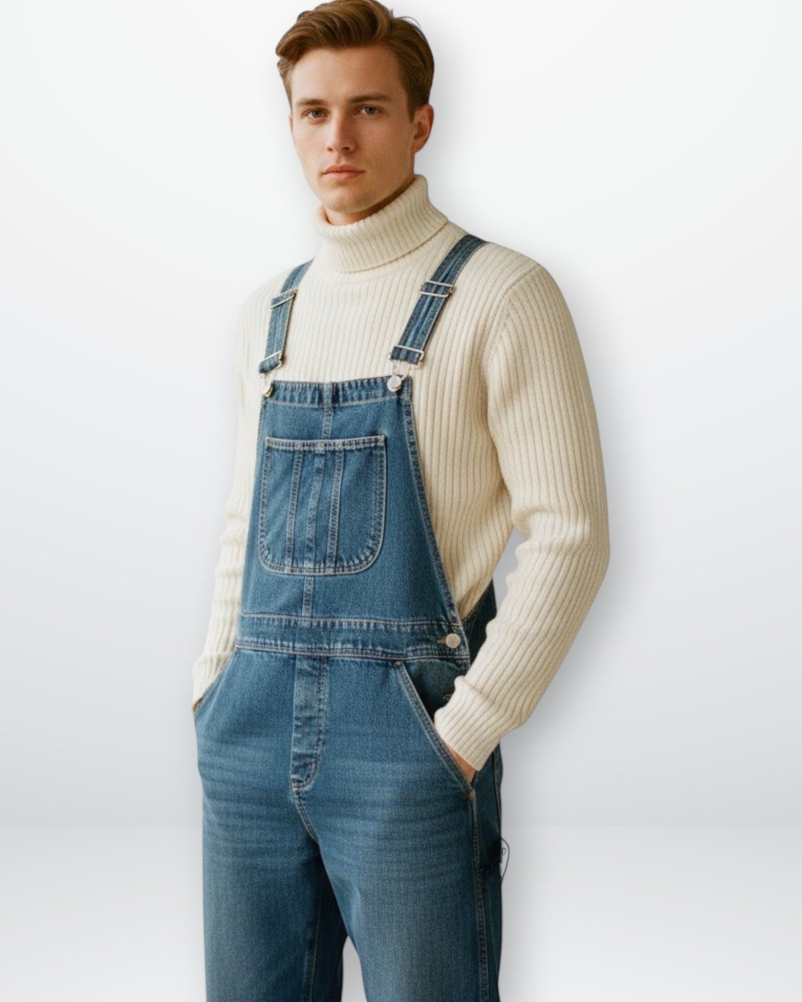 Men's Classic Fit Denim Dungarees with Adjustable Straps