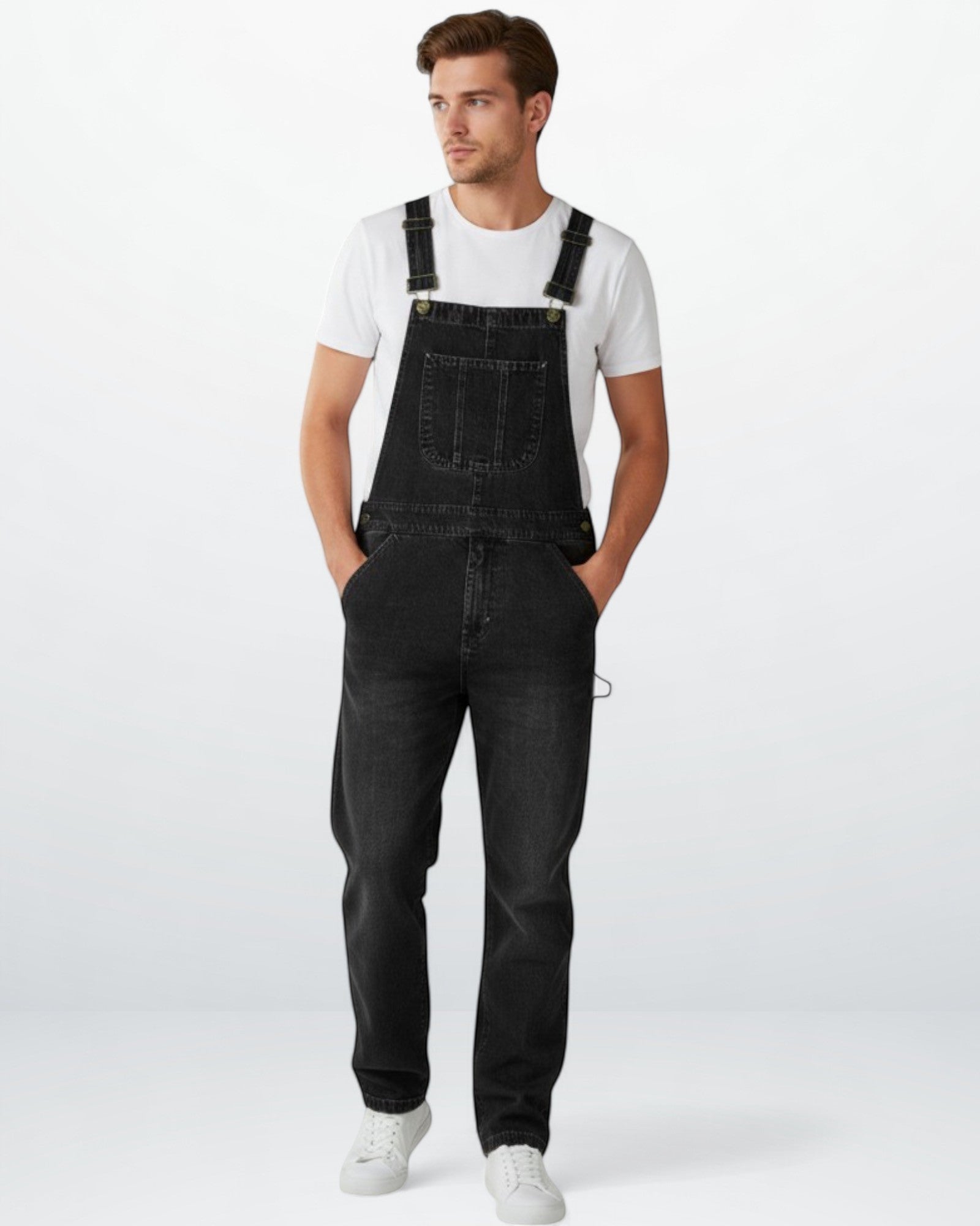 Men's Classic Fit Denim Dungarees with Adjustable Straps