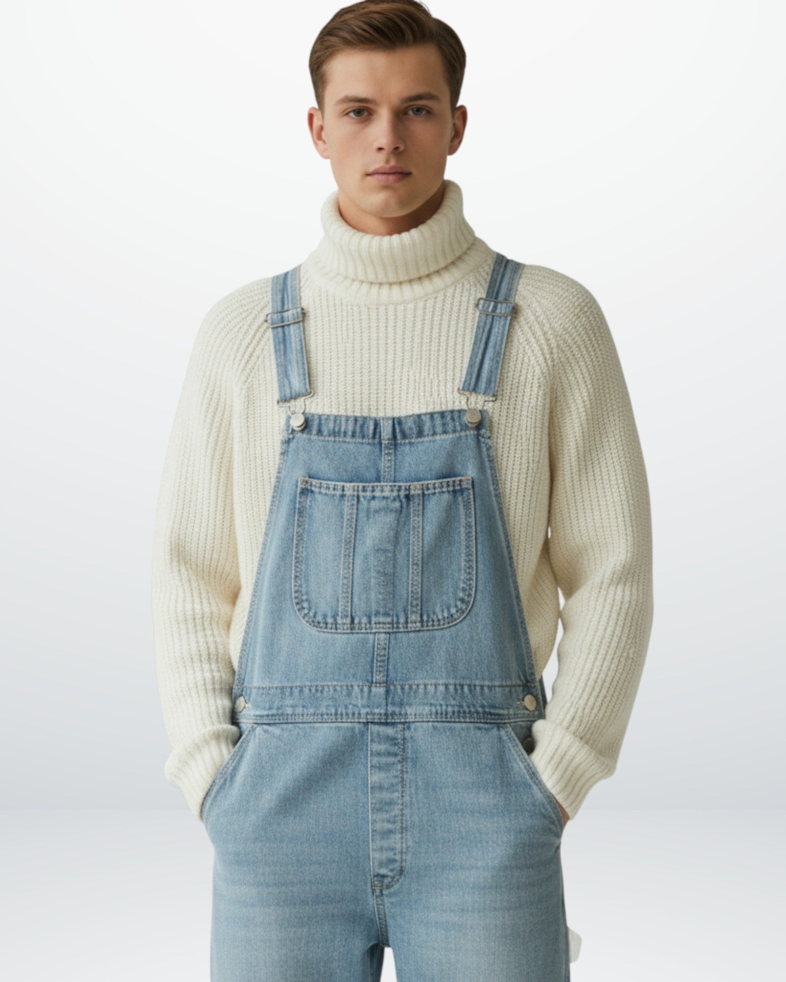 Men's Classic Fit Denim Dungarees with Adjustable Straps