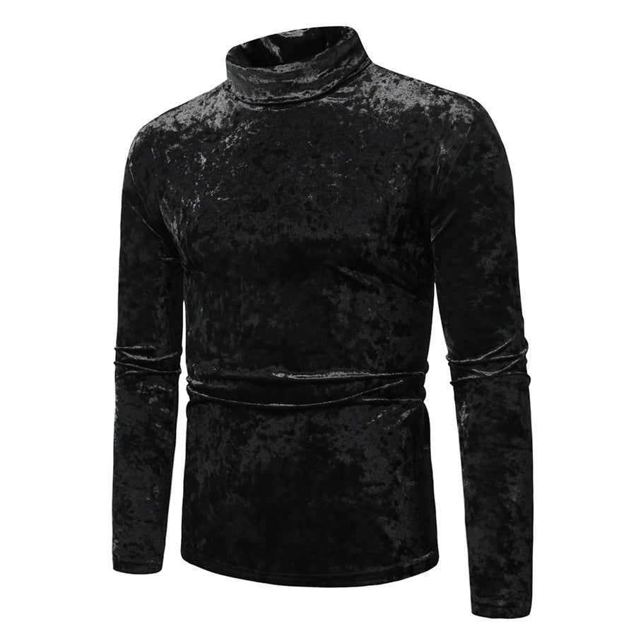 Men's Elegant Turtleneck Sweater in Soft Velvet