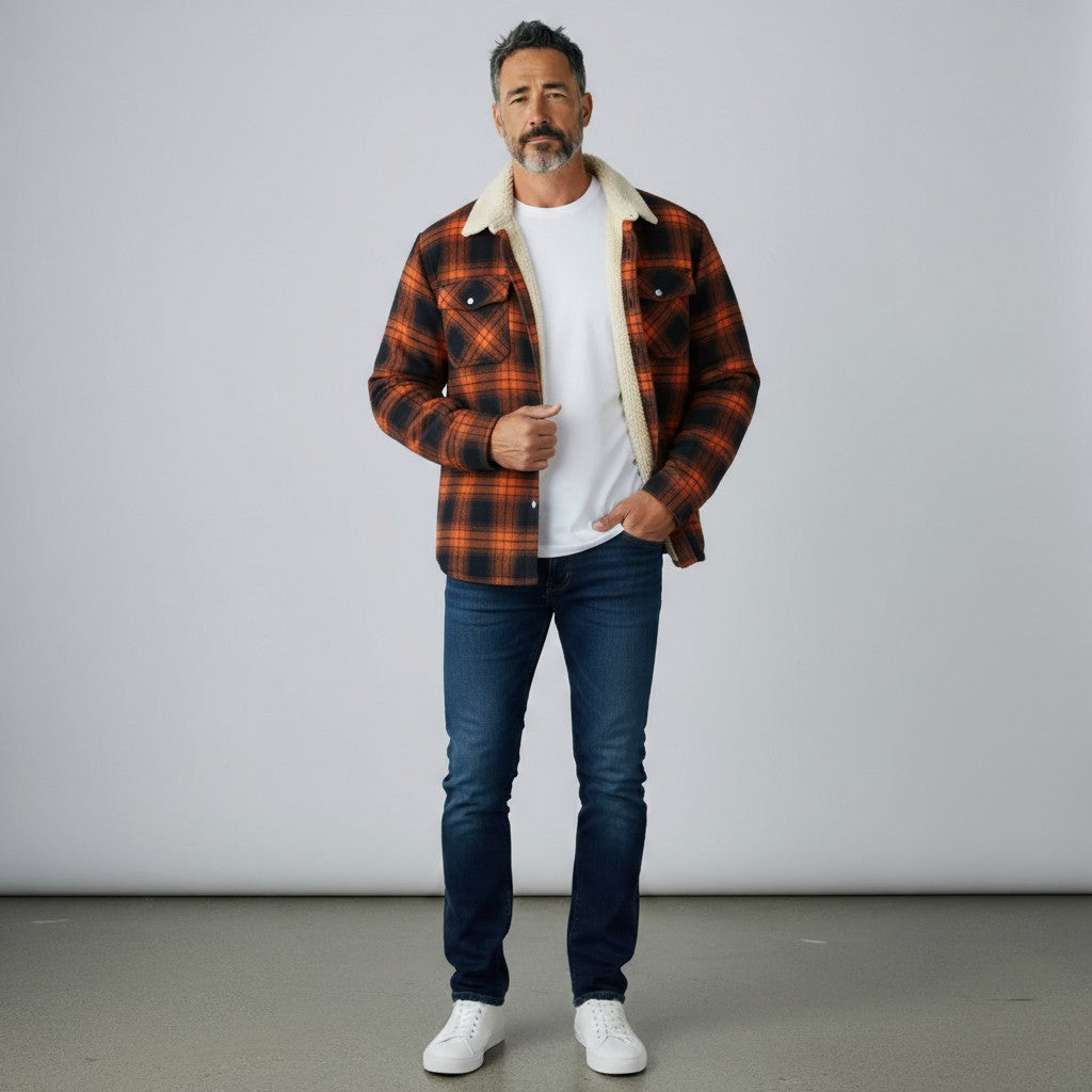 Men's Fleece Lined Lumberjack Jacket for Winter