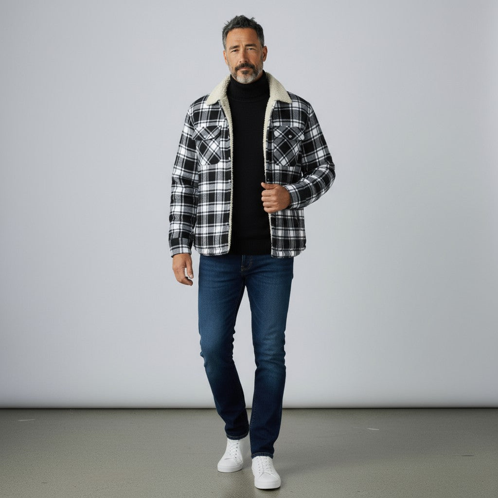 Men's Fleece Lined Lumberjack Jacket for Winter