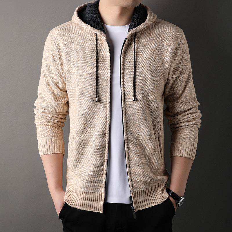 Men's Hooded Cardigan with Padded Lining