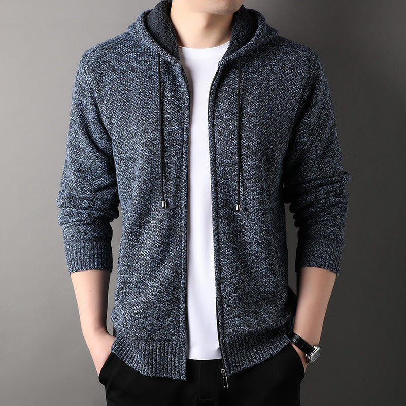 Men's Hooded Cardigan with Padded Lining