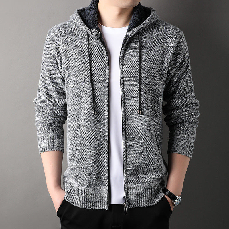 Men's Hooded Cardigan with Padded Lining