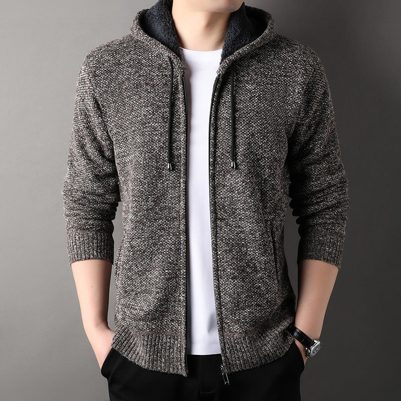 Men's Hooded Cardigan with Padded Lining
