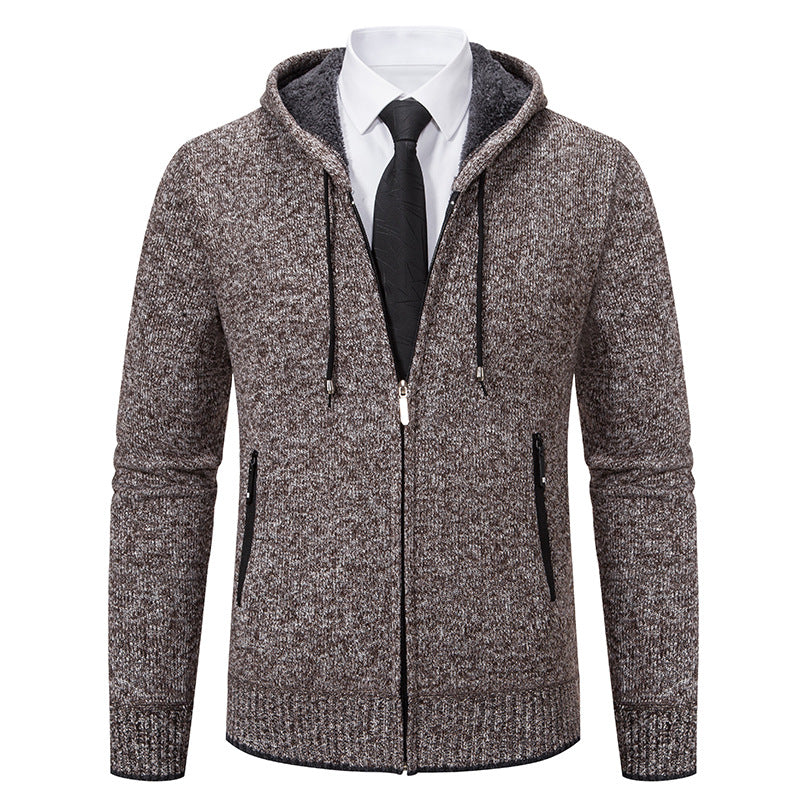 Men's Hooded Cardigan with Soft Lining