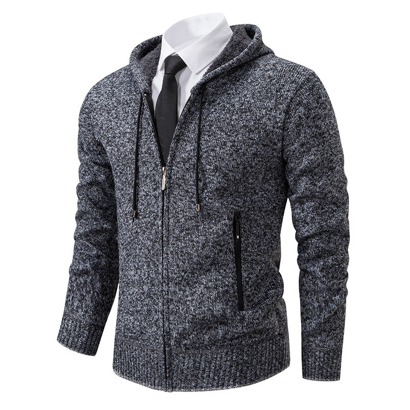 Men's Hooded Cardigan with Soft Lining
