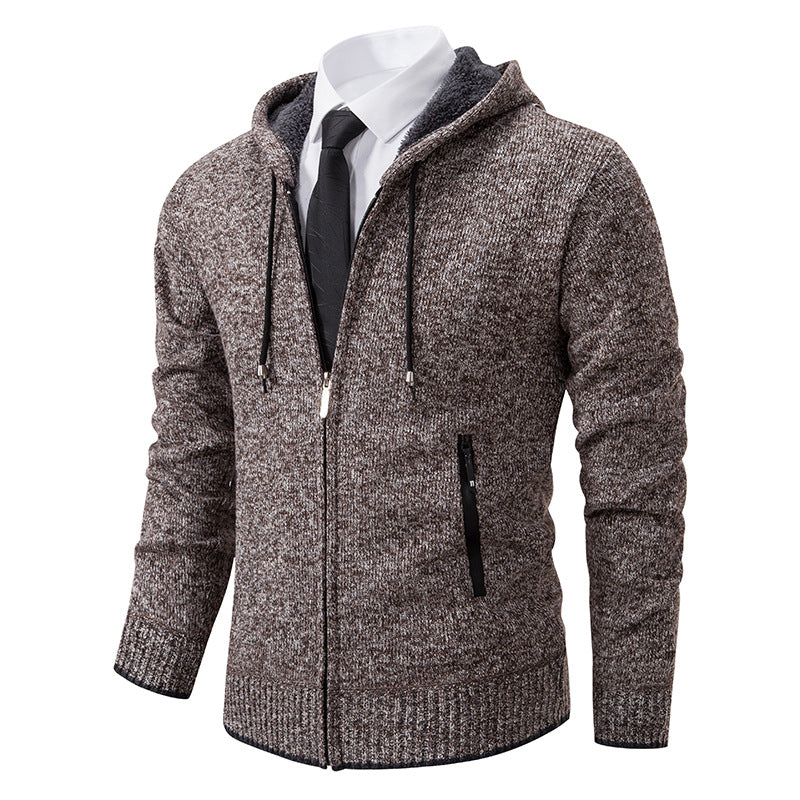 Men's Hooded Cardigan with Soft Lining