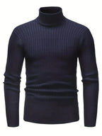 Men's Knit Roll Neck Sweater with Regular Fit