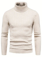 Men's Knit Roll Neck Sweater with Regular Fit