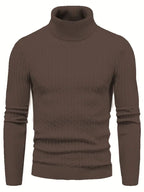 Men's Knit Roll Neck Sweater with Regular Fit