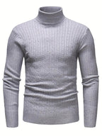 Men's Knit Roll Neck Sweater with Regular Fit
