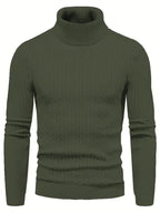 Men's Knit Roll Neck Sweater with Regular Fit