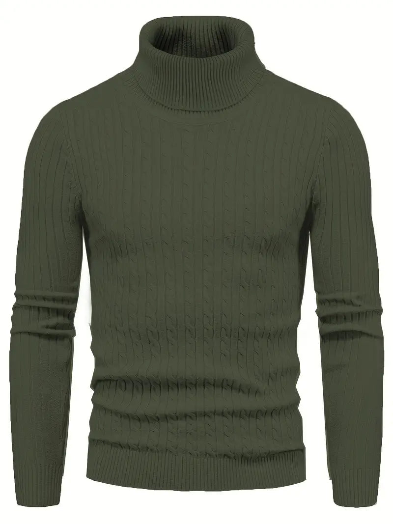 Men's Knit Roll Neck Sweater with Regular Fit
