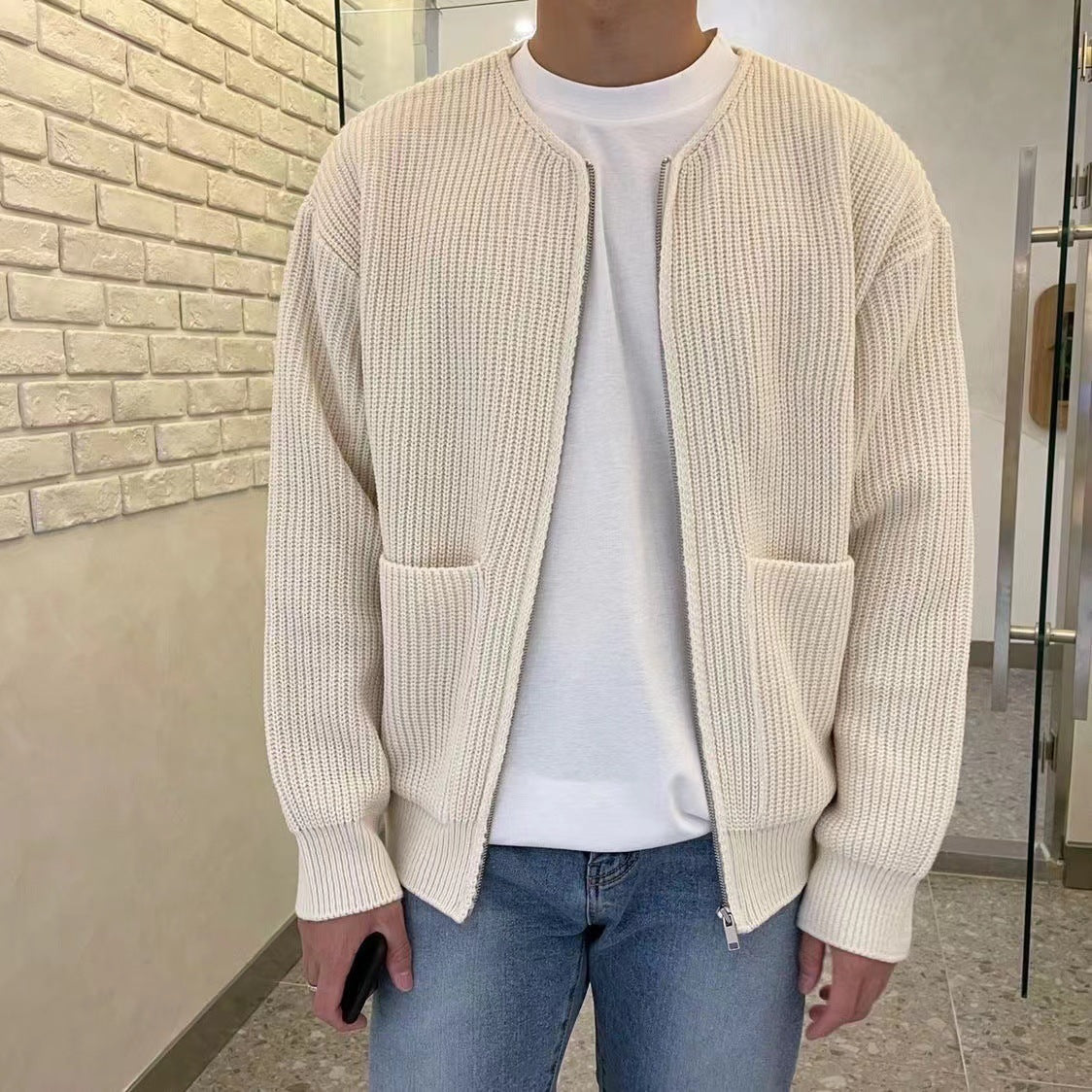 Men's Knitted Cardigan for Winter Wear