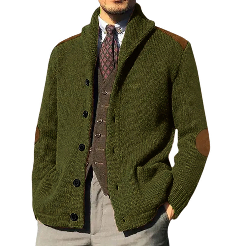 Men's Knitted Cardigan with Shawl Collar
