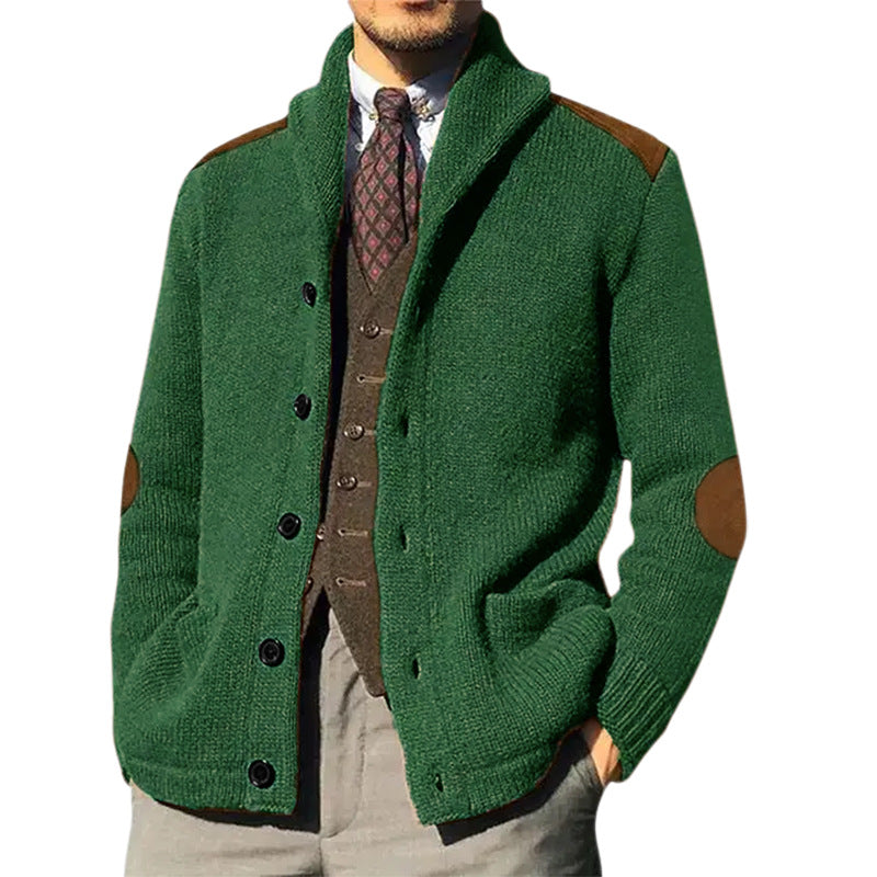 Men's Knitted Cardigan with Shawl Collar