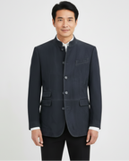 Men's Lightweight Leather-Look Jacket with Stand-Up Collar