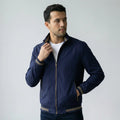 Men's Regular Fit Blouson Jacket with Zip and Stand Collar