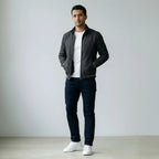 Men's Regular Fit Blouson Jacket with Zip and Stand Collar