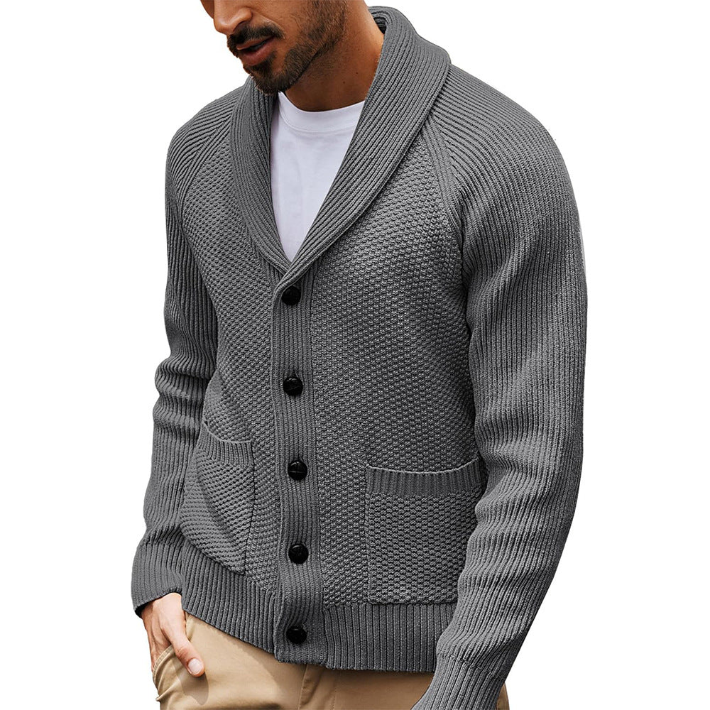 Men's Shawl Collar Cardigan with Pockets