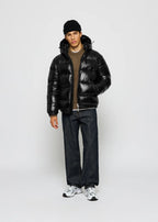 Men's Shiny Puffer Jacket with Duck Feather Filling