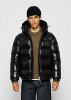 Men's Shiny Puffer Jacket with Duck Feather Filling