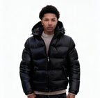Men's Shiny Puffer Jacket with Duck Feather Filling