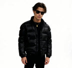 Men's Shiny Puffer Jacket with Duck Feather Filling