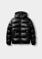 Men's Shiny Puffer Jacket with Duck Feather Filling