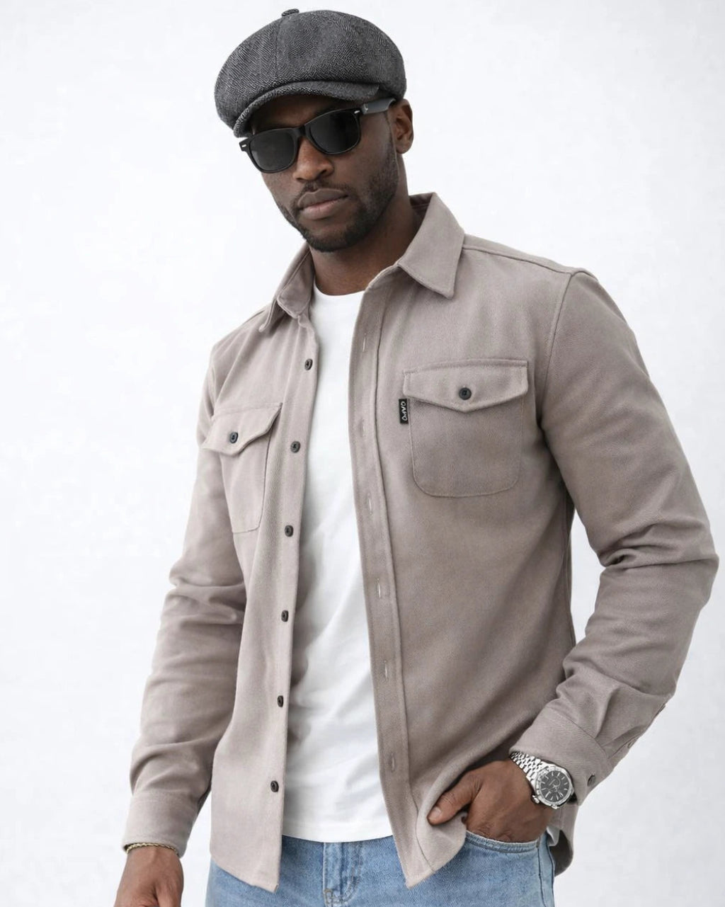 Men's Shirt Jacket with Flap Pockets