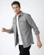 Men's Shirt Jacket with Flap Pockets
